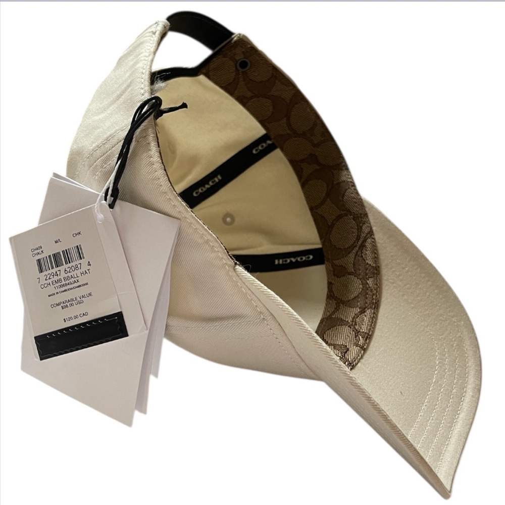 NWT COACH Embroidered Baseball Hat In The Color Chalk. This Is A Size M/L. - Picture 2 of 12